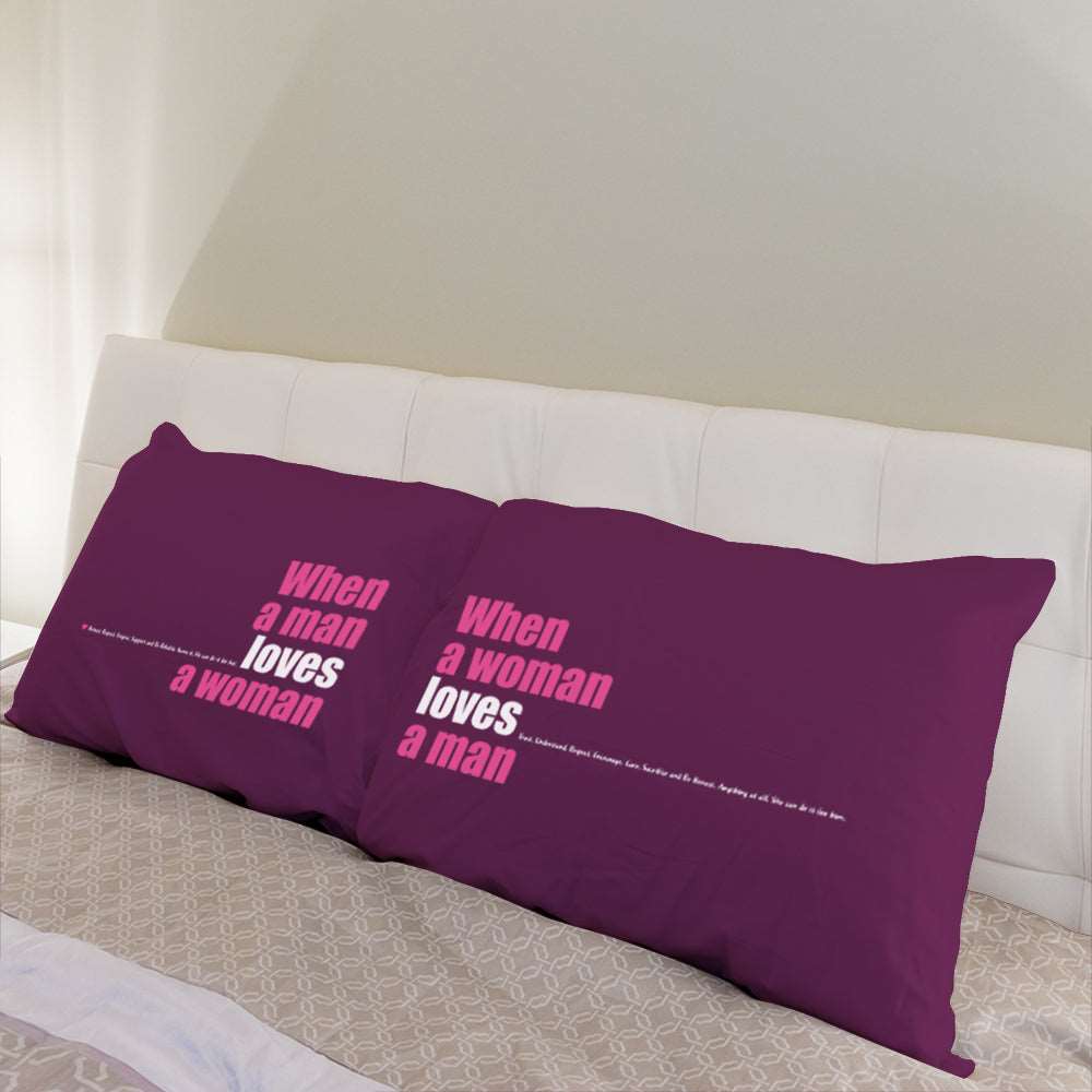 a purple pillow sitting on top of a bed 