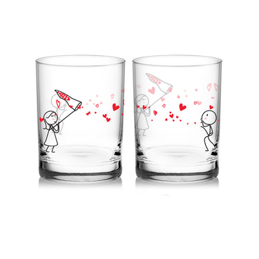 Unique decorative glassware set featuring cute couple design, perfect for anniversary gift ideas