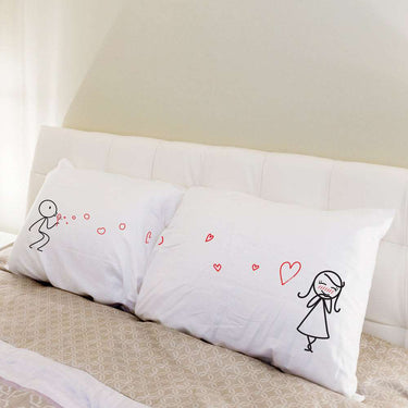 His and hers pillowcases by Human Touch, perfect anniversary keepsakes featuring cute couple designs
