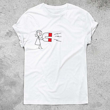 White couple T-shirt featuring a playful design for anniversary t-shirt gifts