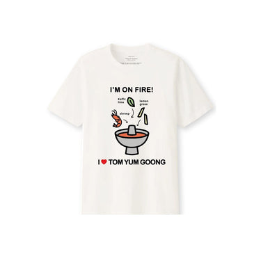 Funny couple T-shirts featuring I love Tom Yum Goong design, best Bangkok Souvenir funny Thai food shirt