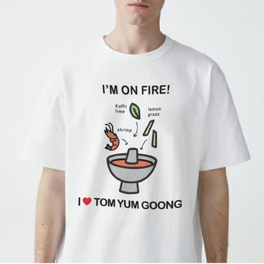 Couple T-shirts by Human Touch featuring funny Thai food design, best Bangkok Souvenir funny Thai food shirt