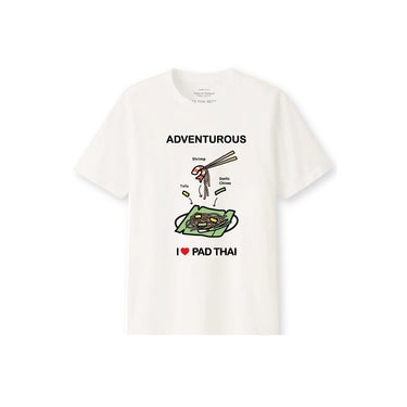 Adventurous foodie couple T-shirt featuring I love Pad Thai graphic, perfect as the best Thai souvenir adventurous foodie shirt