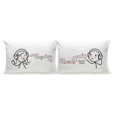 Cute couple pillow set featuring playful cartoon designs for couples to enjoy together