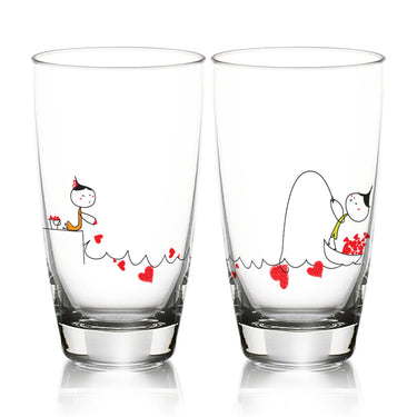 Cute matching lover gifts set of decorative glasses with charming love-themed designs