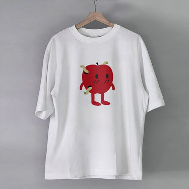 Funny graphic tee gift 100 percent cotton with a cute cartoon apple character design