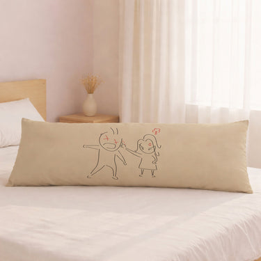 Human Touch long pillow for bed with funny couple illustration, perfect for funny relationship gifts for couples