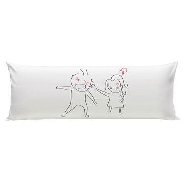 Funny long pillow for bed featuring playful couple design, ideal as funny relationship gifts for couples