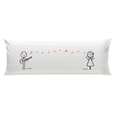 Human Touch Long Pillow for Bed featuring Guitar Love Keepsake design with playful characters
