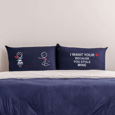 His and hers pillowcases with heartfelt designs, perfect heartfelt gifts for lovers