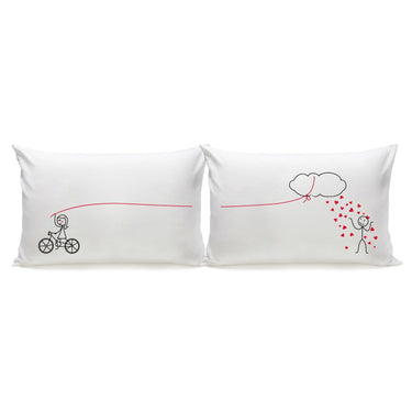His and hers pillowcases from Human Touch featuring playful designs, perfect for heartfelt home decor