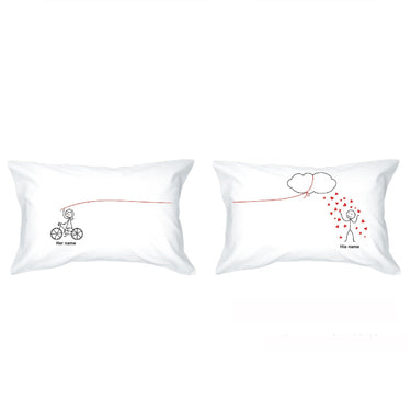 His and hers pillowcases by Human Touch featuring personalized designs for heartfelt home decor
