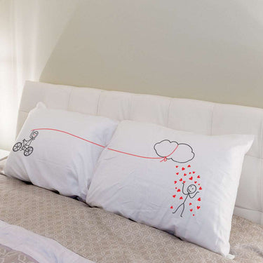 His and hers pillowcases with playful illustrations for heartfelt home decor