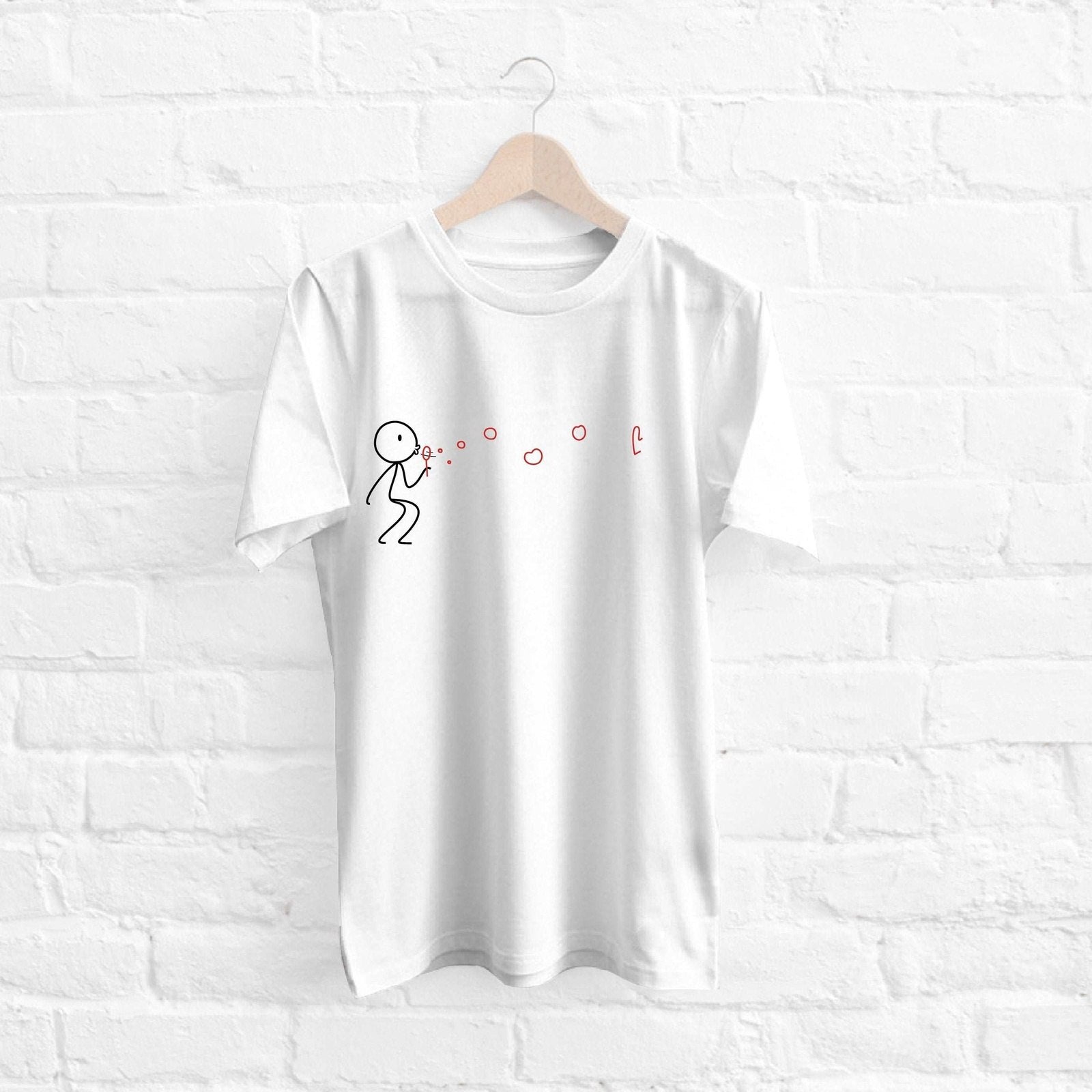 How about this: This adorable white t-shirt features a charming hand-drawn design, perfect for couples, anniversaries, and as a thoughtful gift!