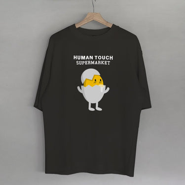 Funny egg t-shirt 100 percent cotton in black with cartoon egg design for street fashion lovers