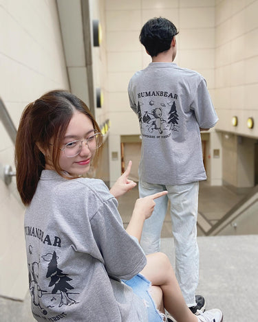 Human Touch Bear graphic tee T-shirt 100 percent recycled featuring a unique outdoor design