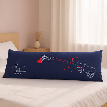 Cute anniversary gifts for couples, a long pillow with playful love-themed design perfect for a romantic bedroom