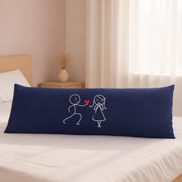 Human Touch long pillow with romantic stick figure design, perfect as a heartfelt anniversary gift