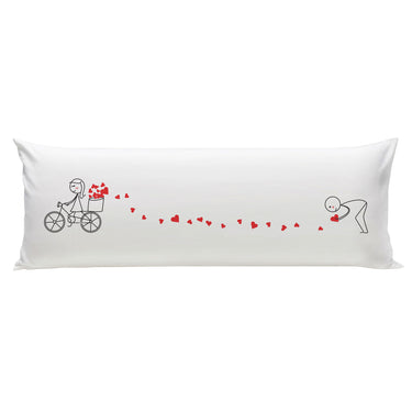 Human Touch long distance relationship gift pillow with cute couple design spreading love hearts