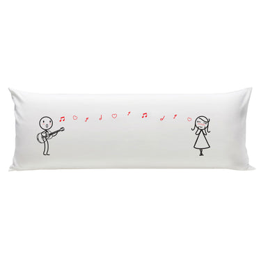 Human Touch long pillow with romantic music-themed design, perfect as a music themed wedding gift for newlyweds
