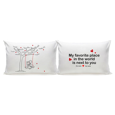 His and hers romantic couple pillow with sweet design, perfect for cuddling and expressing love