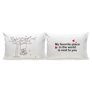 Romantic couple pillowcases featuring a sweet design and heartfelt message for cozy nights together