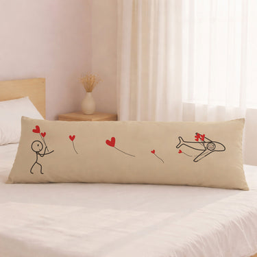 Human Touch Long Pillow for Bed with Cute Love Design, Ideal for long distance relationship gifts