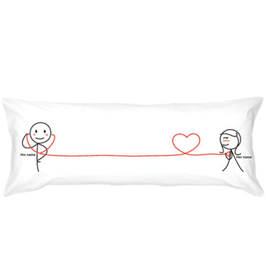 Human Touch Long Pillow for Bed with Love-Inspired Home Decor and Personalized Names Design