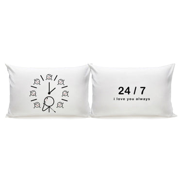 His and hers pillowcases featuring love-inspired pillow decor with playful designs and heartfelt messages