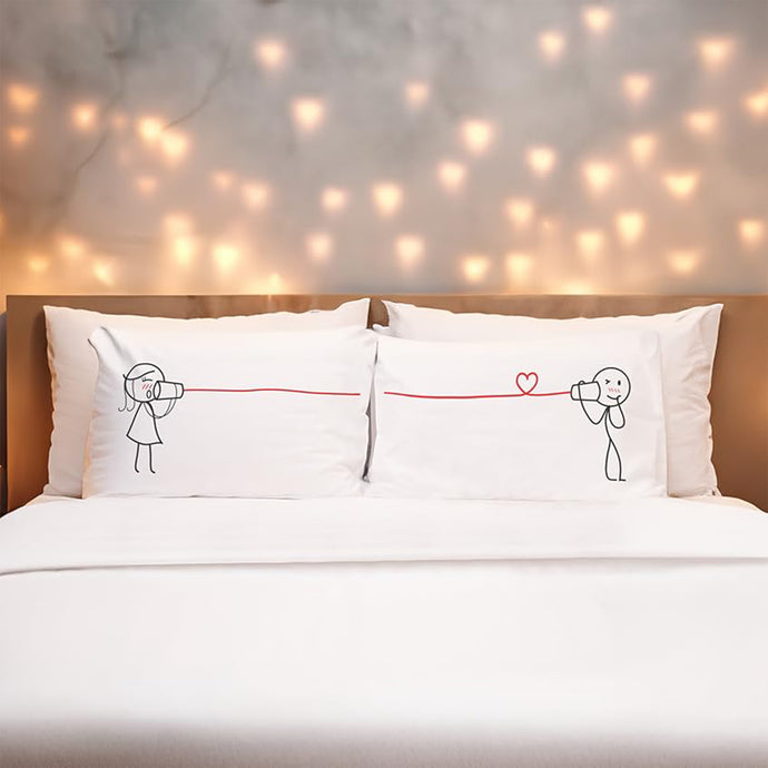 Love message pillowcases Human Touch boy meets girl featuring cute couple design for romantic decor