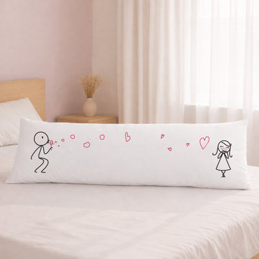 Human Touch Long Pillow for Bed with Love-Themed Bedroom Decor Illustrations
