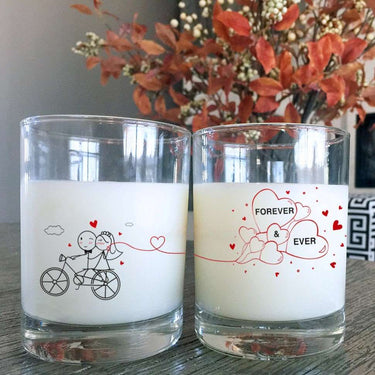 Set of Decorative Glassware featuring Love-Inspired Designs for Matching Gifts for Lovers