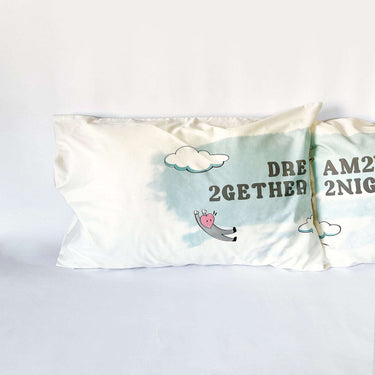His and hers pillowcases in organic cotton love-inspired home decor with cute designs