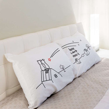 His and hers pillowcases with cute cat design, ideal personalized gifts for cat lovers