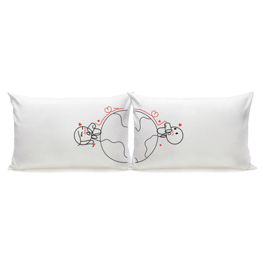 His and hers pillowcases with cute design for personalized romantic gifts long distance love relationship