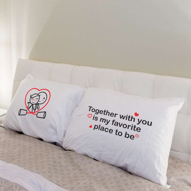 His and hers pillowcases featuring romantic designs, perfect for romantic gift sets for partners