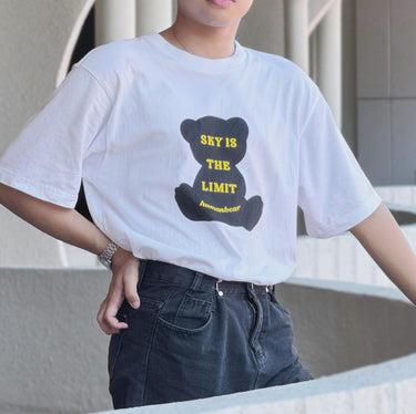 Human Touch Self Love Couple Matching Tee in White with Bear Graphic and Message