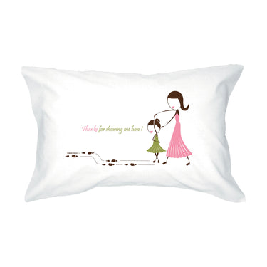 Throw pillow with a mother and daughter graphic, ideal as sentimental gifts for mothers.