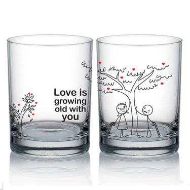 Set of two decorative glassware with heartfelt designs, ideal as unique engagement presents