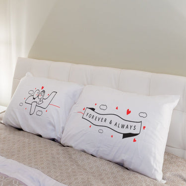His and hers pillowcases with forever and always design, perfect for unique wedding gift ideas
