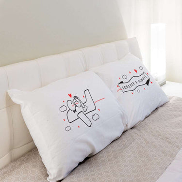 His and hers pillowcases by Human Touch featuring fun designs, perfect wedding and engagement gifts.