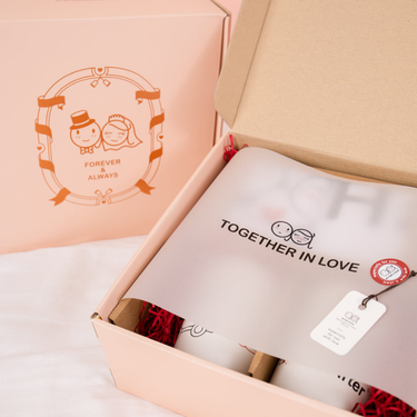 Elegant wedding gift box set featuring personalized items for celebrating love and togetherness