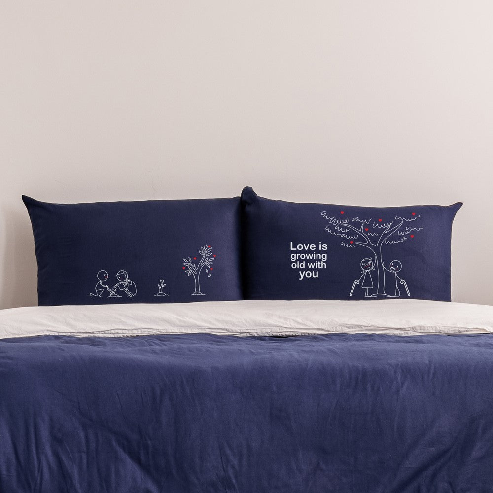 Transform your bedroom with a cozy touch - a stylish, blue bed adorned with plush pillows and sheets, perfect for couples and anniversary gifts.