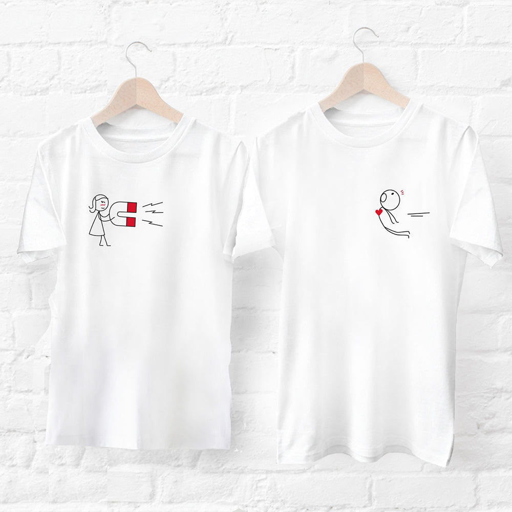 How about this: Delight your loved ones with a charming set of hand-drawn white shirts, perfect for couples and anniversaries.