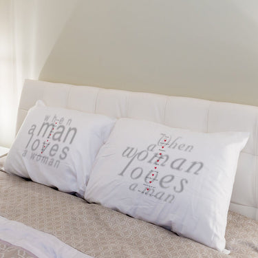 His and hers pillowcases with romantic text, ideal anniversary gifts for couples