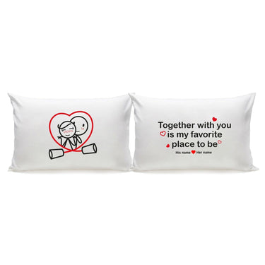 His and hers pillowcases featuring a romantic design, perfect anniversary keepsake gifts.