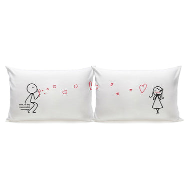 His and hers pillowcases featuring couple graphics, perfect anniversary keepsakes for celebrating love