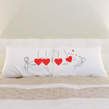 Gonna Hit You With My Love pillowcases featuring funny heart-themed decorations for couples