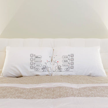 His and hers pillowcases with romantic designs for long distance love couple gifts