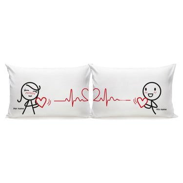 His and hers pillowcases with heart design, perfect matching gifts for lovers